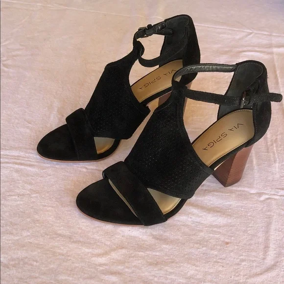 VIA SPIGA - Black Strappy Heeled Sandals - Picture 1 of 8